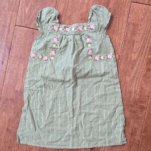 Gymboree Green Dress with Pink Floral Accents